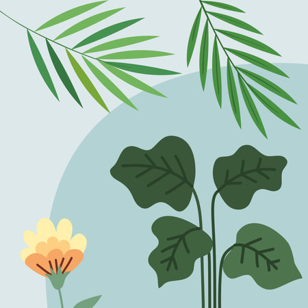 flowers in blue backgroundのイラスト素材