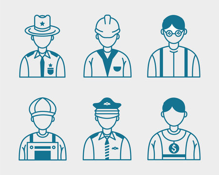 six Professionals workers charactersのイラスト素材