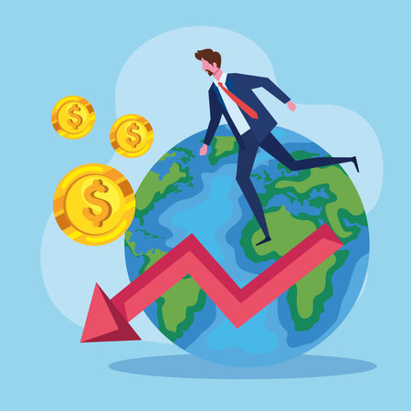 businessman running in arrowのイラスト素材