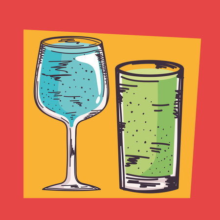 blue and green drinks pairのイラスト素材