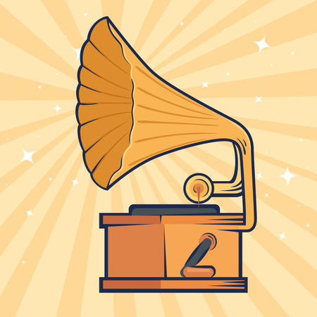 gramophone device retro styleのイラスト素材