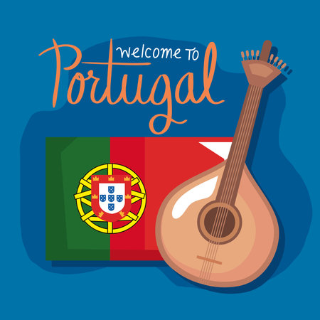 welcome to portugal lettering cardのイラスト素材