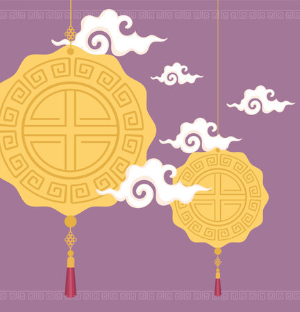 chinese moon festival decorationsのイラスト素材