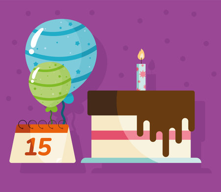 birthday cake and calendarのイラスト素材