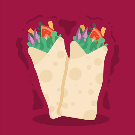mexican burritos fast foodのイラスト素材