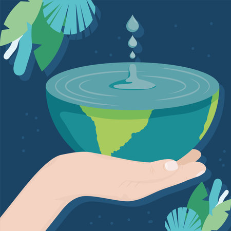 hand lifting half earth planetのイラスト素材