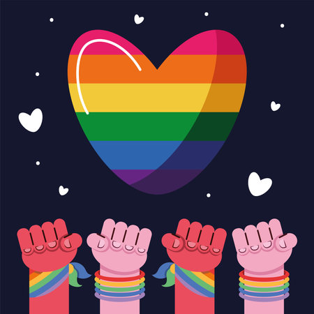 hands lgbti community with heartのイラスト素材