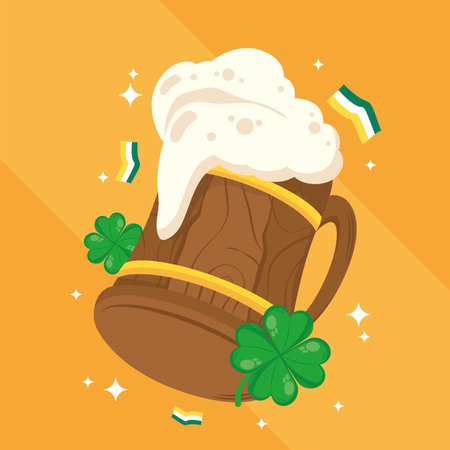 saint patricks day clovers with beerのイラスト素材