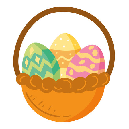 spring eggs in basketのイラスト素材