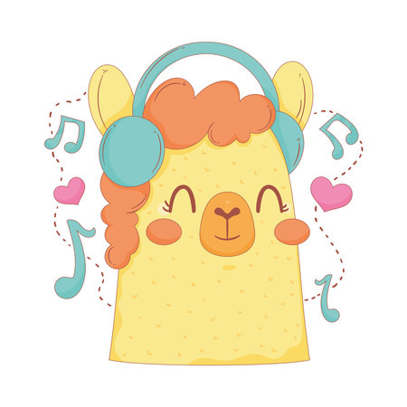 llama perubian listening musicのイラスト素材