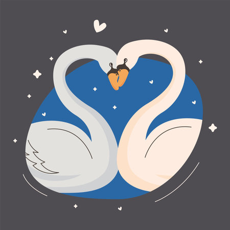 cute swans couple loversのイラスト素材
