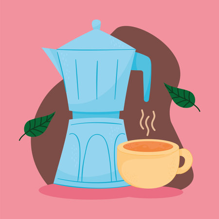 coffee kettle and cupのイラスト素材