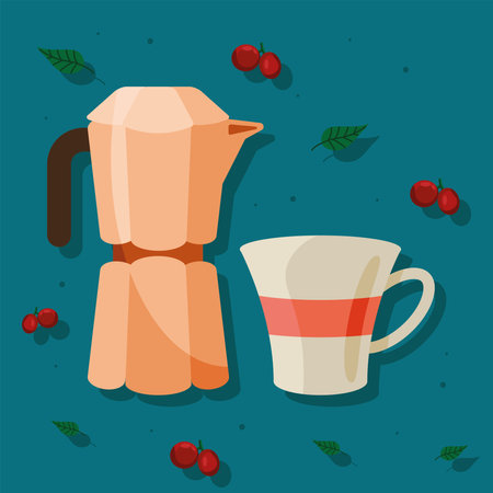 coffee kettle and mugのイラスト素材