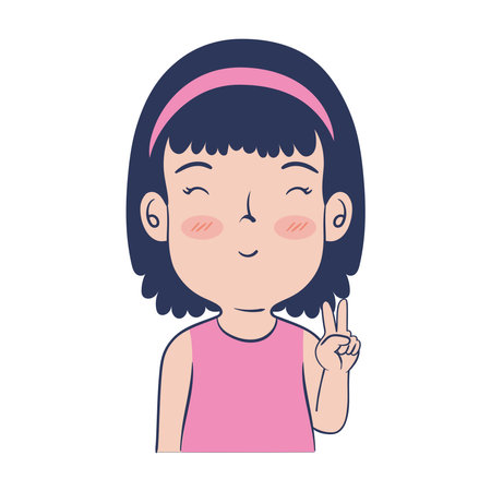 woman doing peace and loveのイラスト素材