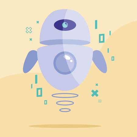 electronic robot floatingのイラスト素材