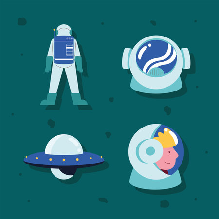 four space outer iconsのイラスト素材