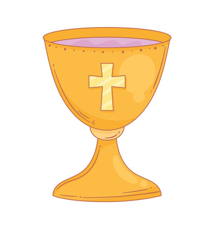 golden chalice with crossのイラスト素材