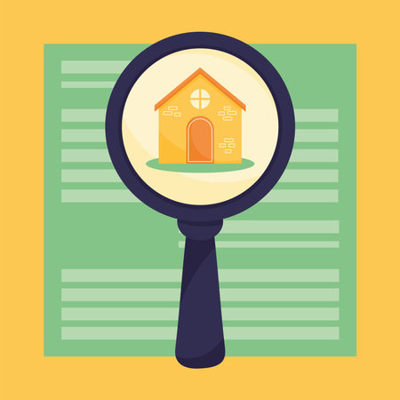 magnifying glass with houseのイラスト素材