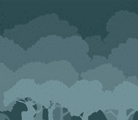 trees forest night landscapeのイラスト素材
