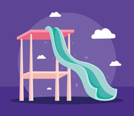 water park green slideのイラスト素材