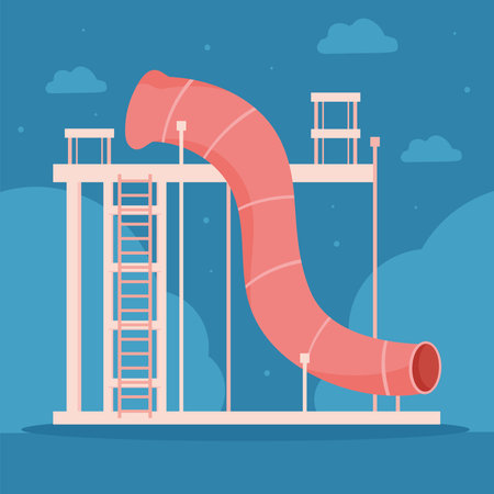 water park red slideのイラスト素材