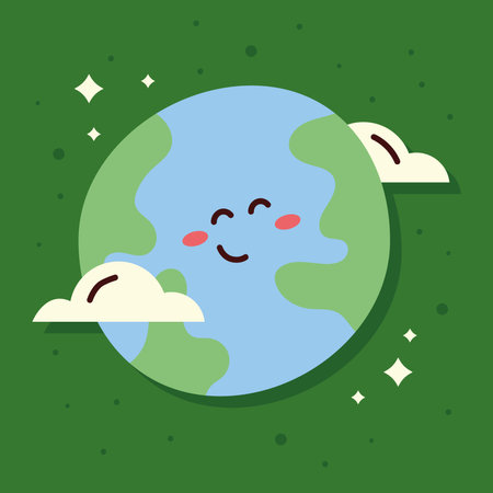 world planet smiling emojiのイラスト素材