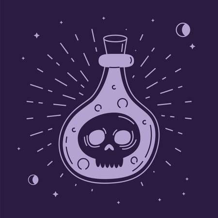 magic potion alchemy sketchのイラスト素材