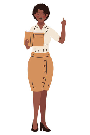 afro female teacher with bookのイラスト素材