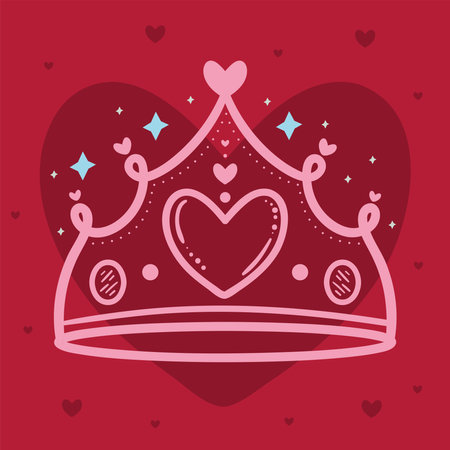 pink crown with heartのイラスト素材
