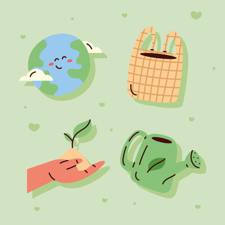 four eco friendly iconsのイラスト素材