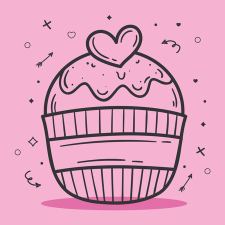 heart love in cupcakeのイラスト素材