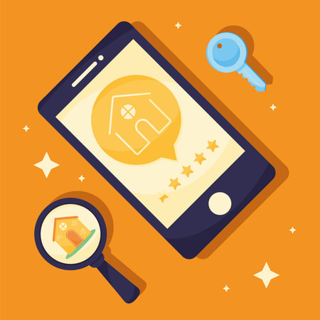 smartphone with real state appのイラスト素材