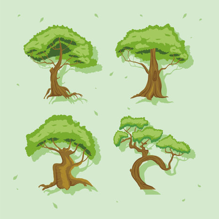 four green treesのイラスト素材