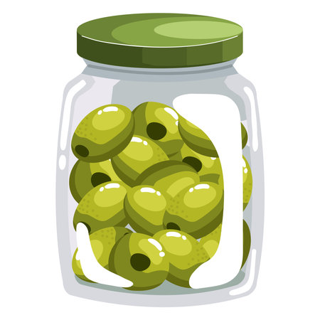 green olives seeds in potのイラスト素材