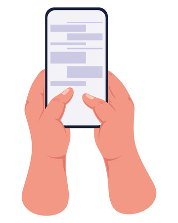 hands chatting with smartphoneのイラスト素材