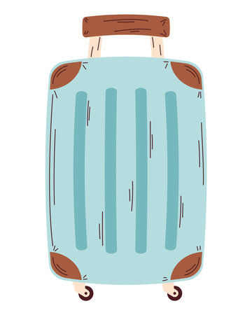 blue suitcase with wheelsのイラスト素材