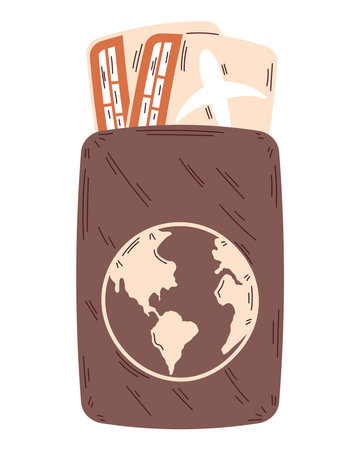 passport with tickets flightのイラスト素材