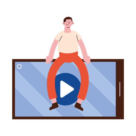 man seated in tabletのイラスト素材