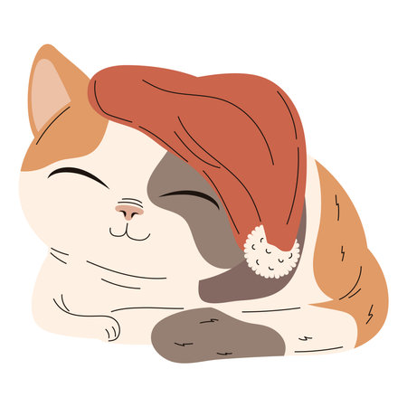 cat sleeping with hatのイラスト素材
