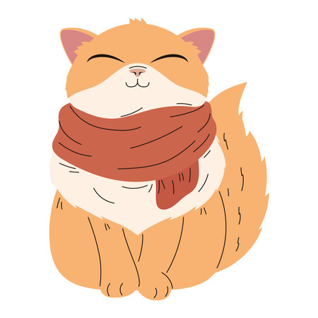 cute cat wearing scarffのイラスト素材