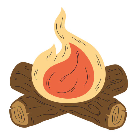 wooden campfire flameのイラスト素材