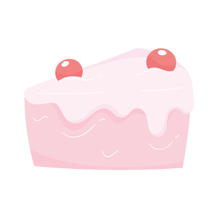pink birthday cake portionのイラスト素材