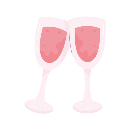 pink wine cupsのイラスト素材