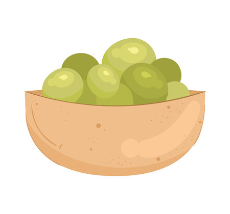 green olive seeds in bowlのイラスト素材