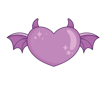 purple devil heart flyingのイラスト素材