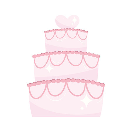 wedding cake with heartのイラスト素材