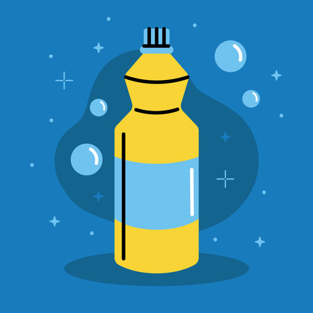 detergent yellow bottle cleaning productのイラスト素材