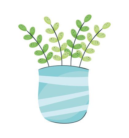 houseplant in blue vaseのイラスト素材