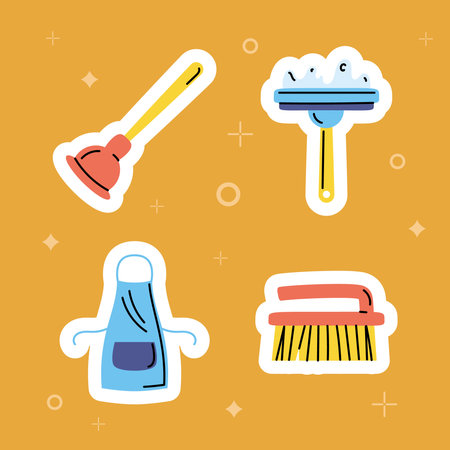 four house keeping toolsのイラスト素材
