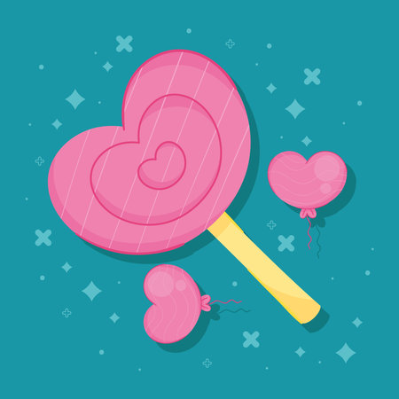 pink heart lollipopのイラスト素材